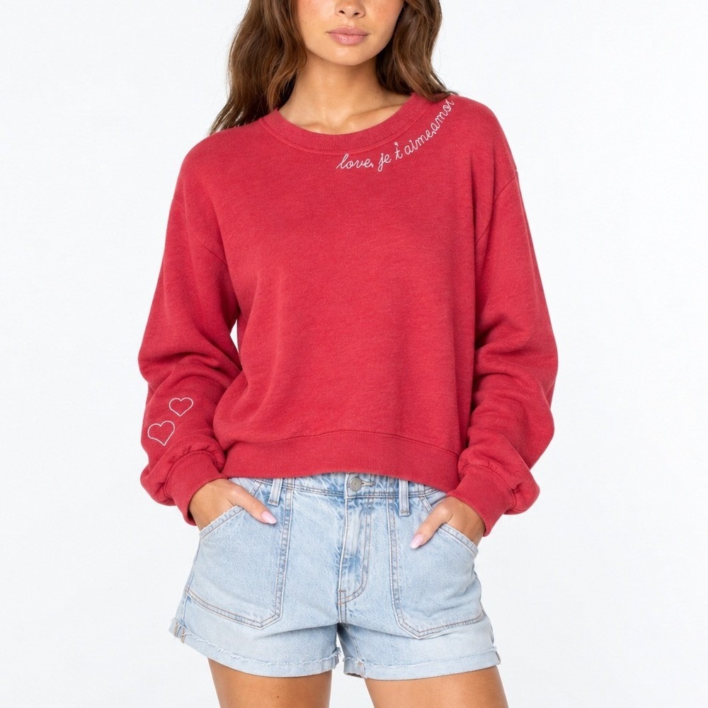 C&C California Love Je T'aime Amour Romantic Coquette Sweatshirt XS